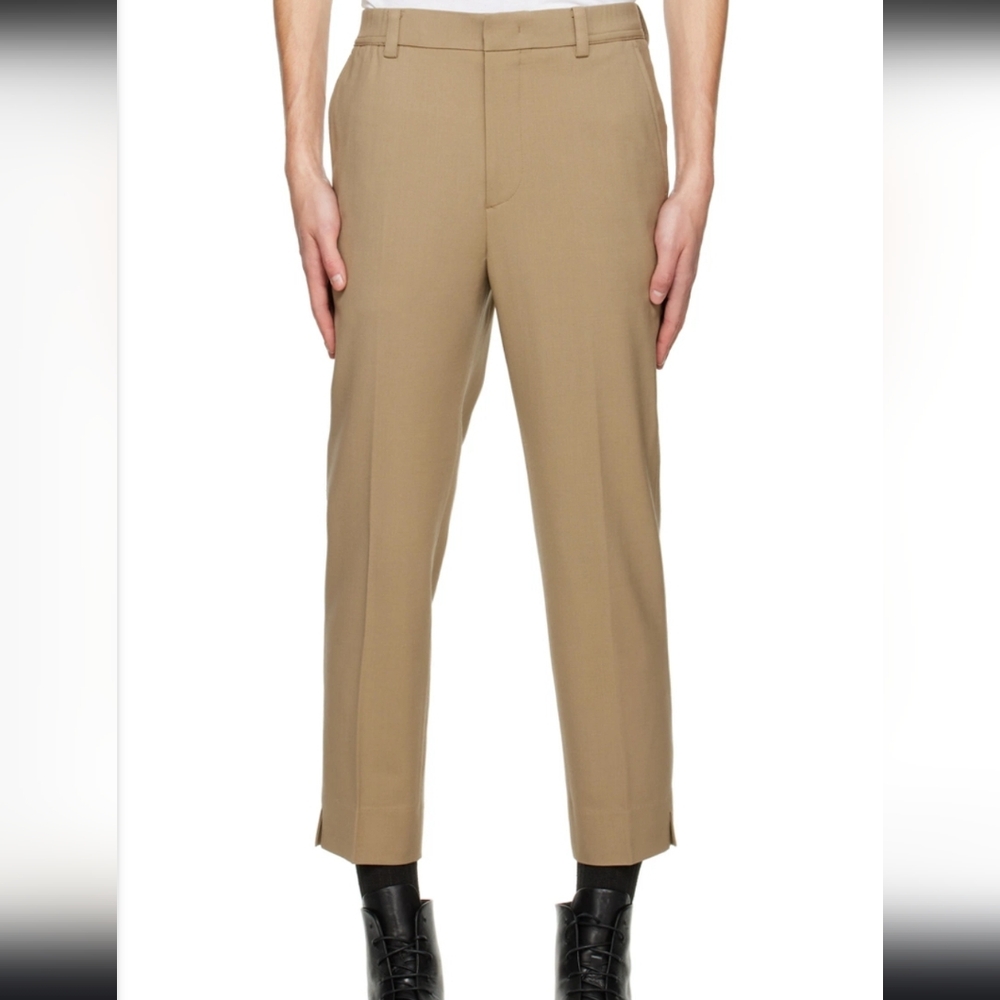 Solid Homme Beige Tapered Cropped Trouser